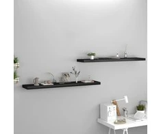 Pakabinamos lentynos, 2vnt., juodos, 120x23,5x3,8cm, MDF