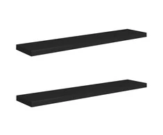 Pakabinamos lentynos, 2vnt., juodos, 120x23,5x3,8cm, MDF