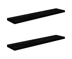 Pakabinamos lentynos, 2vnt., juodos, 120x23,5x3,8cm, MDF