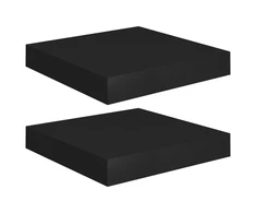 Pakabinamos lentynos, 2vnt., juodos, 23x23,5x3,8cm, MDF