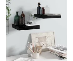 Pakabinamos lentynos, 2vnt., juodos, 23x23,5x3,8cm, MDF