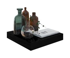 Pakabinamos lentynos, 2vnt., juodos, 23x23,5x3,8cm, MDF