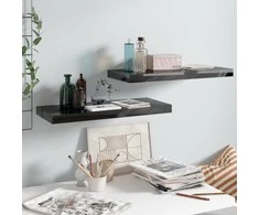 Pakabinamos lentynos, 2vnt., juodos, 60x23,5x3,8cm, MDF