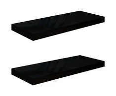 Pakabinamos lentynos, 2vnt., juodos, 60x23,5x3,8cm, MDF