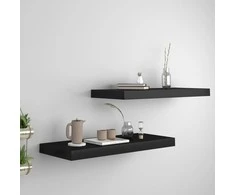 Pakabinamos lentynos, 2vnt., juodos, 60x23,5x3,8cm, MDF