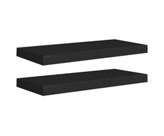 Pakabinamos lentynos, 2vnt., juodos, 60x23,5x3,8cm, MDF