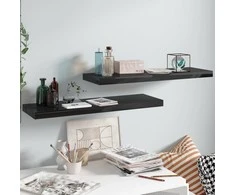 Pakabinamos lentynos, 2vnt., juodos, 80x23,5x3,8cm, MDF