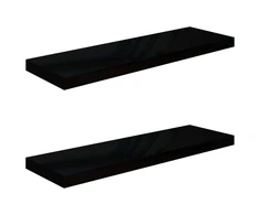 Pakabinamos lentynos, 2vnt., juodos, 80x23,5x3,8cm, MDF
