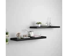 Pakabinamos lentynos, 2vnt., juodos, 80x23,5x3,8cm, MDF