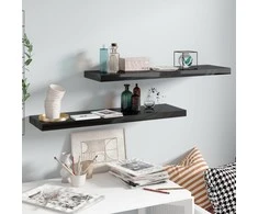 Pakabinamos lentynos, 2vnt., juodos, 90x23,5x3,8cm, MDF