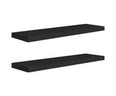 Pakabinamos lentynos, 2vnt., juodos, 90x23,5x3,8cm, MDF