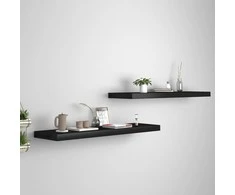 Pakabinamos lentynos, 2vnt., juodos, 90x23,5x3,8cm, MDF