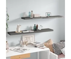 Pakabinamos lentynos, 2vnt., pilkos, 120x23,5x3,8cm, MDF