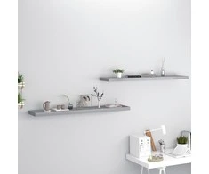 Pakabinamos lentynos, 2vnt., pilkos, 120x23,5x3,8cm, MDF