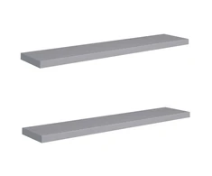 Pakabinamos lentynos, 2vnt., pilkos, 120x23,5x3,8cm, MDF