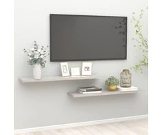 Pakabinamos lentynos, 2vnt., pilkos, 120x23,5x3,8cm, MDF