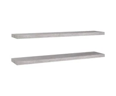 Pakabinamos lentynos, 2vnt., pilkos, 120x23,5x3,8cm, MDF