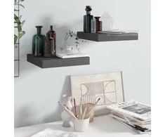 Pakabinamos lentynos, 2vnt., pilkos, 23x23,5x3,8cm, MDF