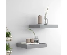 Pakabinamos lentynos, 2vnt., pilkos, 23x23,5x3,8cm, MDF