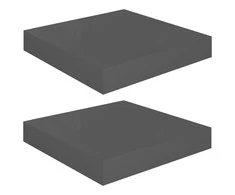 Pakabinamos lentynos, 2vnt., pilkos, 23x23,5x3,8cm, MDF
