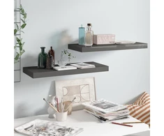 Pakabinamos lentynos, 2vnt., pilkos, 60x23,5x3,8cm, MDF