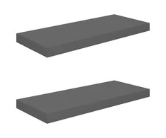 Pakabinamos lentynos, 2vnt., pilkos, 60x23,5x3,8cm, MDF