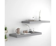 Pakabinamos lentynos, 2vnt., pilkos, 60x23,5x3,8cm, MDF
