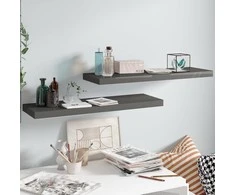 Pakabinamos lentynos, 2vnt., pilkos, 80x23,5x3,8cm, MDF
