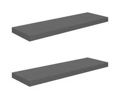 Pakabinamos lentynos, 2vnt., pilkos, 80x23,5x3,8cm, MDF