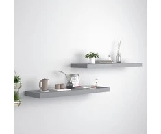 Pakabinamos lentynos, 2vnt., pilkos, 80x23,5x3,8cm, MDF