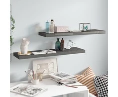 Pakabinamos lentynos, 2vnt., pilkos, 90x23,5x3,8cm, MDF