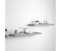 Pakabinamos lentynos, 2vnt., pilkos, 90x23,5x3,8cm, MDF
