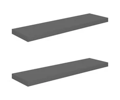 Pakabinamos lentynos, 2vnt., pilkos, 90x23,5x3,8cm, MDF
