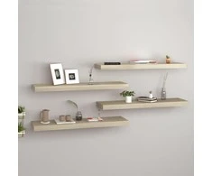 Pakabinamos lentynos, 4vnt., ąžuolo, 80x23,5x3,8cm, MDF