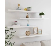 Pakabinamos lentynos, 4vnt., ąžuolo/baltos, 90x23,5x3,8cm, MDF