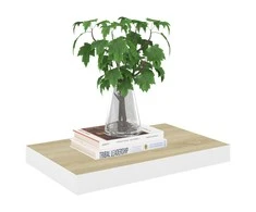 Pakabinamos lentynos, 4vnt., ąžuolo/baltos, 50x23x3,8cm, MDF