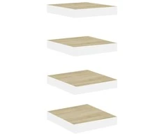 Pakabinamos lentynos, 4vnt., ąžuolo/baltos, 23x23,5x3,8cm, MDF