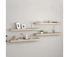 Pakabinamos lentynos, 4vnt., ąžuolo spalvos, 90x23,5x3,8cm, MDF