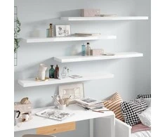 Pakabinamos lentynos, 4vnt., baltos, 120x23,5x3,8cm, MDF