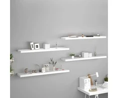 Pakabinamos lentynos, 4vnt., baltos, 120x23,5x3,8cm, MDF