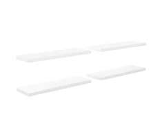 Pakabinamos lentynos, 4vnt., baltos, 120x23,5x3,8cm, MDF
