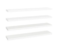 Pakabinamos lentynos, 4vnt., baltos, 120x23,5x3,8cm, MDF