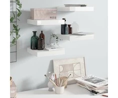 Pakabinamos lentynos, 4vnt., baltos, 23x23,5x3,8cm, MDF