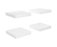 Pakabinamos lentynos, 4vnt., baltos, 23x23,5x3,8cm, MDF