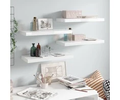 Pakabinamos lentynos, 4vnt., baltos, 60x23,5x3,8cm, MDF