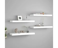 Pakabinamos lentynos, 4vnt., baltos, 60x23,5x3,8cm, MDF