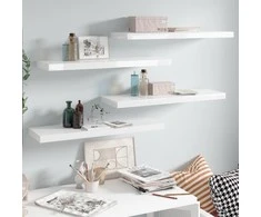 Pakabinamos lentynos, 4vnt., baltos, 80x23,5x3,8cm, MDF