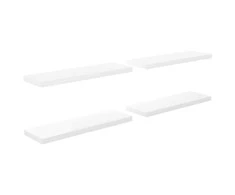 Pakabinamos lentynos, 4vnt., baltos, 80x23,5x3,8cm, MDF