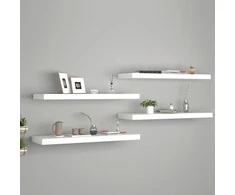 Pakabinamos lentynos, 4vnt., baltos, 80x23,5x3,8cm, MDF