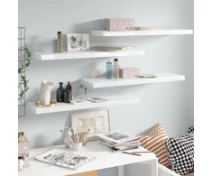 Pakabinamos lentynos, 4vnt., baltos, 90x23,5x3,8cm, MDF